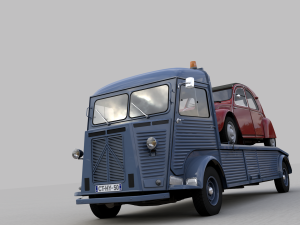 citroen hy truck 1950 and citroen 2cv 1957 Modelo 3D