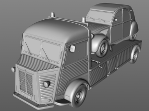 citroen hy truck 1950 and citroen 2cv 1957 Modelo 3D