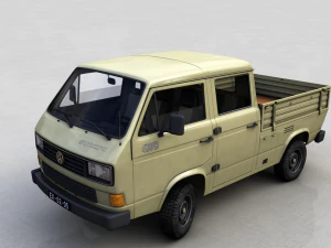 camioneta volkswagen transporter doble cabina sincronizada 1987 Modelo 3D