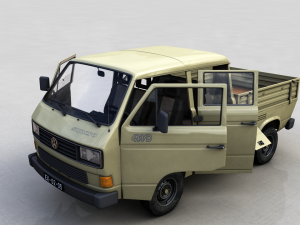 volkswagen transporter pickup double cab syncro 1987 Model 3D