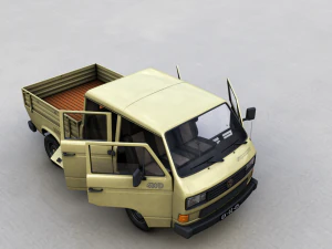 volkswagen transporter pickup double cab syncro 1987 3D Model