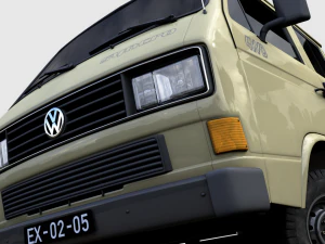 volkswagen transporter pickup double cab syncro 1987 3D Model
