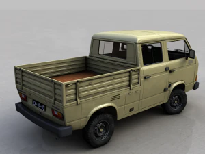 volkswagen transporter pickup double cab syncro 1987 3D Model