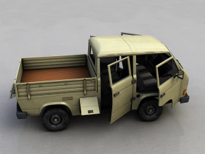 volkswagen transporter pickup double cab syncro 1987 3D Model
