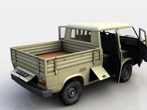 volkswagen transporter pickup double cab syncro 1987 3D Model