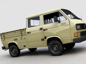 volkswagen transporter pickup double cab syncro 1987 Model 3D