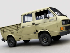 volkswagen transporter pickup double cab syncro 1987 3D Model