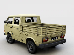 volkswagen transporter pickup double cab syncro 1987 3D Model