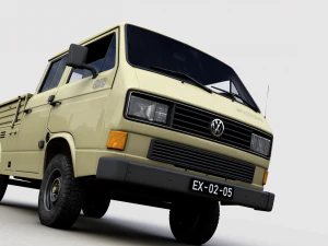 volkswagen transporter pickup double cab syncro 1987 3D Model