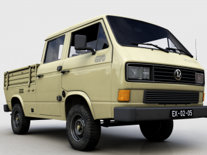 volkswagen transporter pickup double cab syncro 1987 Model 3D