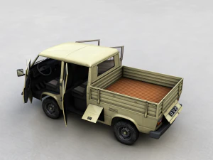 volkswagen transporter pickup double cab syncro 1987 3D Model