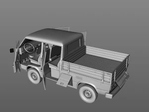 volkswagen transporter pickup double cab syncro 1987 3D Model