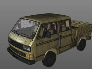 volkswagen transporter pickup double cab syncro 1987 3D Model