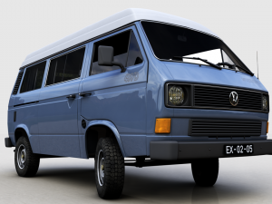 volkswagen t3 transporter syncro 4x4 1986 3D Model