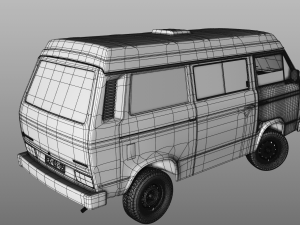 volkswagen t3 transporter syncro 4x4 1986 3D Model