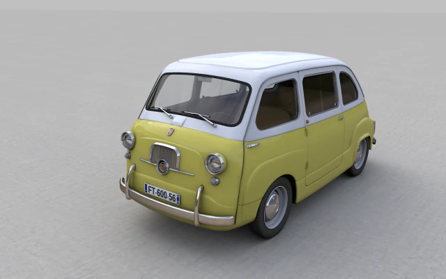 fiat 600 multipla 1956 3D Model .c4d .max .obj .3ds .fbx .stl .blend 