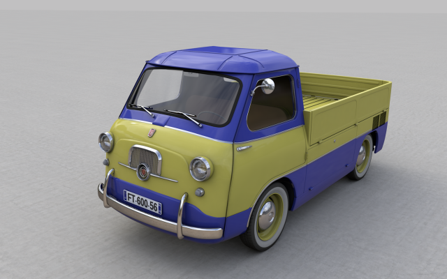 fiat 600 multipla coriasco pickup 1956 3D Модель .c4d .max .obj .3ds .fbx .stl .blend 