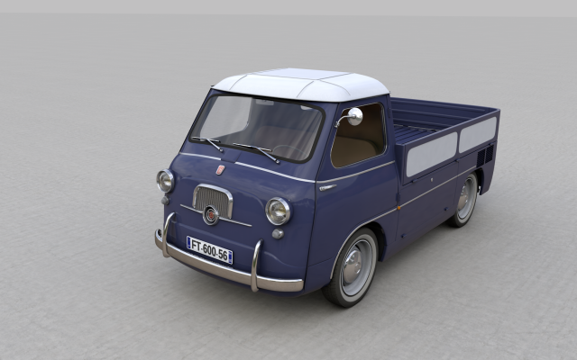 fiat 600 multipla coriasco pickup 1956 Model 3D .c4d .max .obj .3ds .fbx .stl .blend 