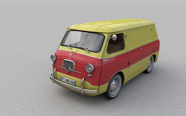 fiat 600 multipla coriasco cargo 1956 3D Модель .c4d .max .obj .3ds .fbx .stl .blend 