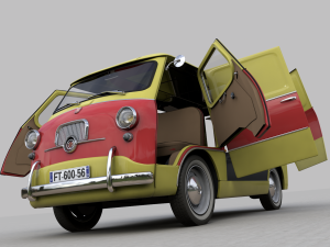 fiat 600 multipla coriasco cargo 1956 3D Модель