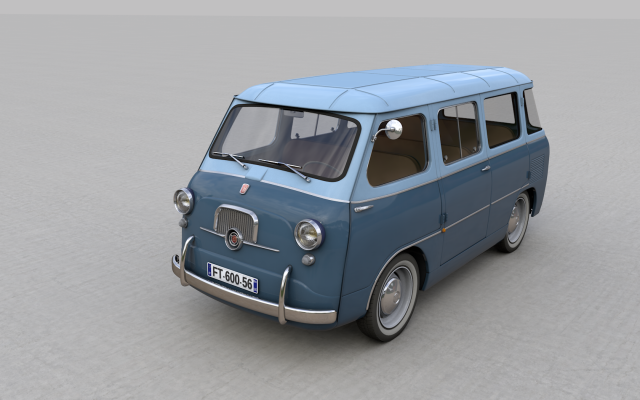 fiat 600 multipla coriasco familiare 1956 Model 3D .c4d .max .obj .3ds .fbx .stl .blend 