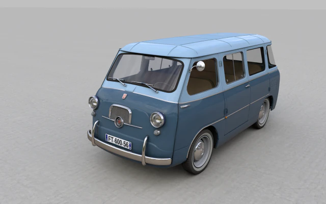 fiat 600 multipla coriasco familiare 1956 3D Model .c4d .max .obj .3ds .fbx .stl .blend