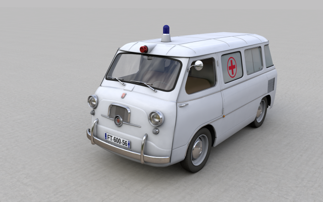 fiat 600 multipla coriasco ambulanza 1956 3D Модель .c4d .max .obj .3ds .fbx .stl .blend 