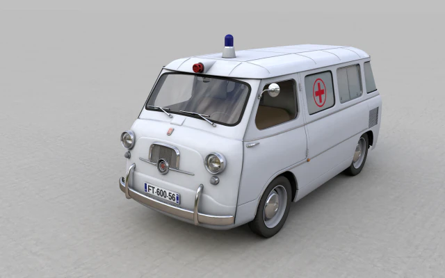 fiat 600 multipla coriasco ambulanza 1956 3D Model .c4d .max .obj .3ds .fbx .stl .blend