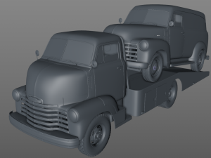 chevy coe tow trucker 1949 and 3100 panel truck 1951 Modelo 3D