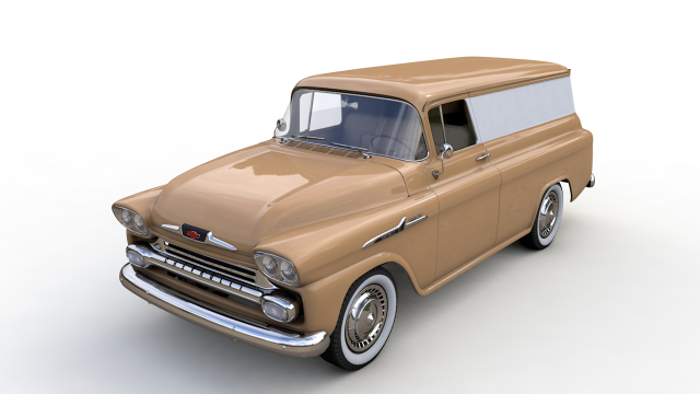 chevy 3100 apache panel van 1958 3Dモデル .c4d .max .obj .3ds .fbx .stl .blend 