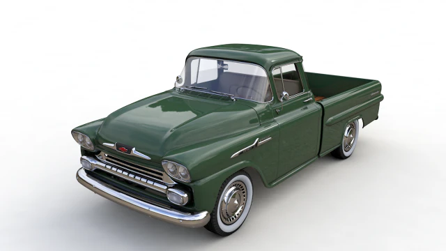 chevy 3100 apache pickup fleetside 1958 3D Model .c4d .max .obj .3ds .fbx .stl .blend