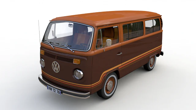 volkswagen t2 champagne edition 1978 3D Model .c4d .max .obj .3ds .fbx .stl .blend 