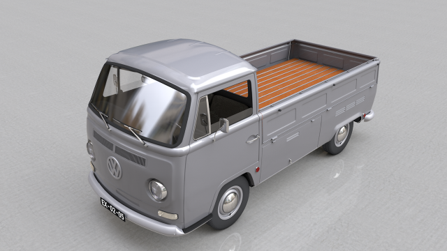volkswagen t2 pickup single cabine 1969 Model 3D .c4d .max .obj .3ds .fbx .stl .blend 