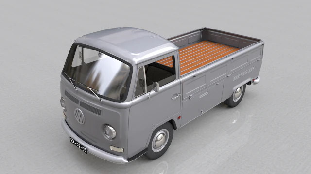 volkswagen t2 pickup single cabine 1969 3D Model .c4d .max .obj .3ds .fbx .stl .blend 