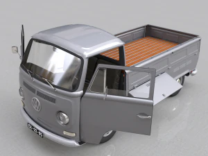 volkswagen t2 pickup single cabine 1969 3D Model
