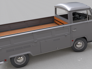 volkswagen t2 pickup single cabine 1969 Model 3D