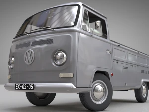 volkswagen t2 pickup single cabine 1969 3D Model