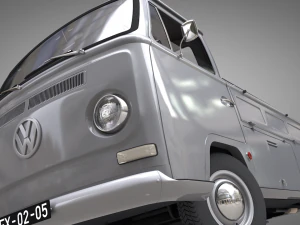 volkswagen t2 pickup single cabine 1969 3D Model
