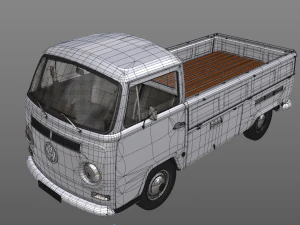 volkswagen t2 pickup single cabine 1969 3D Model