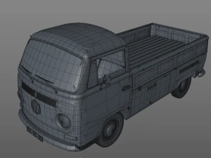 volkswagen t2 pickup single cabine 1969 3D Model