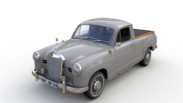 mercedes-benz 180d w120 poton pickup 1958 3D Model .c4d .max .obj .3ds .fbx .stl .blend 