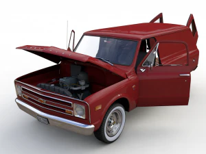 chevy c10 panel truck 1968 3D Model