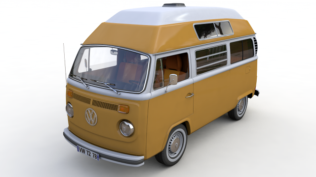 volkswagen t2 hight top safare camper 1974 Modelo 3D .c4d .max .obj .3ds .fbx .stl .blend 