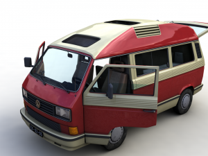 volkswagen t3 dehler profi camper 1989 3D 모델