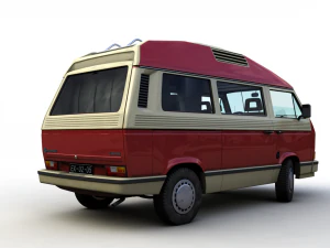 volkswagen t3 dehler profi camper 1989 3D Model