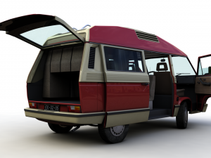 volkswagen t3 dehler profi camper 1989 3D 모델