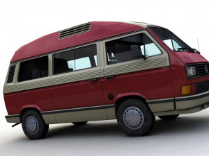 volkswagen t3 dehler profi camper 1989 3D 모델