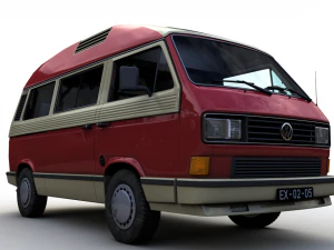 volkswagen t3 dehler profi camper 1989 3D Model