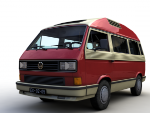 volkswagen t3 dehler profi camper 1989 3D 모델