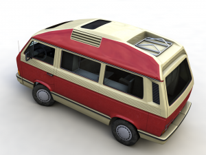 volkswagen t3 dehler profi camper 1989 3D 모델